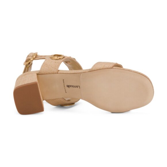Larroudé Milan Sandal In Beige Raffia - Picture 3 of 3